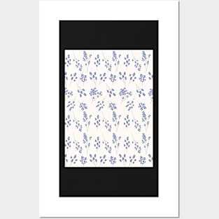 blue floral pattern Posters and Art